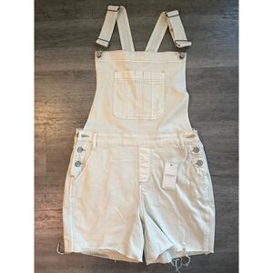 NEW Judy Blue Short Overalls Distressed Frayed Raw Hem Light Wash Size L